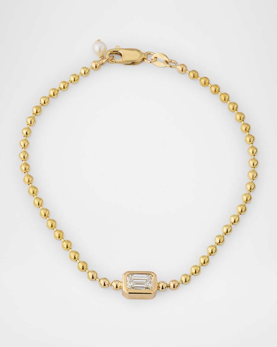 Emerald Lab Diamond Ball Chain Bracelet